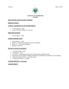 6:30 p.m.  May 14, 2012 COUNCIL-IN-COMMITTEE AGENDA