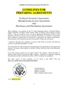 Guidelines for Preparing Agreements (RevisionGUIDELINES FOR PREPARING AGREEMENTS Technical Assistance Agreements Manufacturing License Agreements