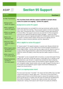 Section 95 Support April 2014 In this Factsheet:  Background to Section 95 support