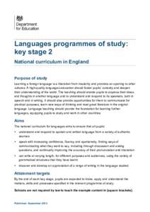 National Curriculum - Languages key stages 1 to 2