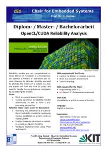 Diplom- / Master- / Bachelorarbeit OpenCL/CUDA Reliability Analysis OPENCL & Image Source: NVIDIA