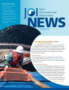 Inside This Issue... Facing Challenging Times Upcoming Events New Science Support Cooperative Agreement Oceanographic Research