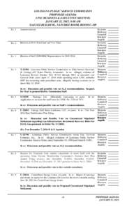 LOUISIANA PUBLIC SERVICE COMMISSION PROPOSED AGENDA LPSC BUSINESS & EXECUTIVE MEETING JANUARY 21, 2015, 9:00 AM GALVEZ BUILDING, NATCHEZ ROOM, ROOM C-109 Ex. 1