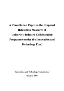 A Consultation Paper on the Proposed   Relaxation Measures of University-Industry Collaboration