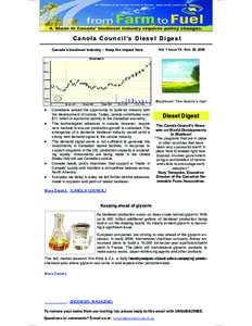 C a n o l a C o u n c i l ’s D i e s e l D i g e s t Canada’s biodiesel industry - Keep the impact here Vol. 1 Issue 15 - Nov. 29, 2006  Biodiesel: The future’s fuel