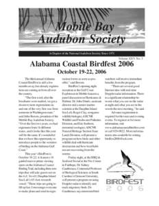 July, August, September[removed]Mobile Bay Audubon Society A Chapter of the National Audubon Society Since 1971 Volume XXV No. 3