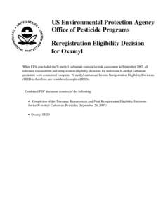 US EPA - Pesticides - Reregistration Eligibility Decision (RED) for Oxamyl