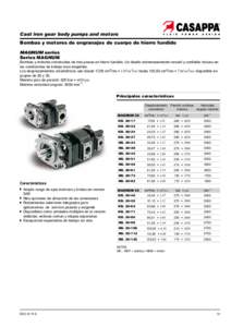 Cast iron gear body pumps and motors Bombas y motores de engranajes de cuerpo de hierro fundido MAGNUM series Series MAGNUM  Bombas y motores construidas de tres piezas en hierro fundido. Un diseño extremadamente versat