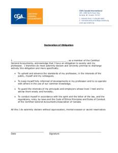 CGA-Canada International 100 – 4200 North Fraser Way Burnaby, BC Canada V5J 5K7 T: [removed]F: [removed]E: [removed] www.cga-canada.org