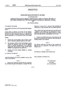 Commission Delegated Directive[removed]EU of 10 October 2012 amending, for the purposes of adapting to technical progress, Annex III to Directive[removed]EU of the European Parliament and of the Council as regards an exe