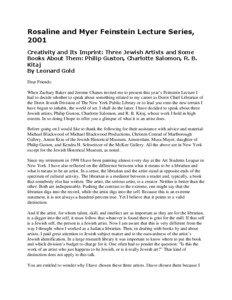 Philip Guston / Charlotte Salomon / Alfred Wolfsohn / R. B. Kitaj / Robert Storr / Expressionism / Federal Art Project / Visual arts / Modern art / Modern artists