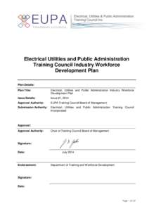 Electrical Utilities and Public Administration Training Council Industry Workforce Development Plan Plan Details: Plan Title: