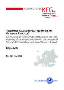 WORKING PAPER  Tolerance as a European Norm or an