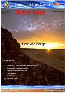 Diamantina Shire Council April 2015 Desert Yarns  Volume 6 Issue 3