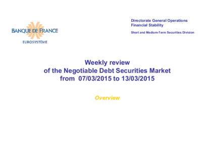 Directorate General Operations Financial Stability Short and Medium-Term Securities Division Weekly review of the Negotiable Debt Securities Market