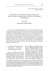 TELEOLOGISCH-FUNKTIONALE VERHALTENSANALYSE  69 VERHALTENSTHERAPIE & VERHALTENSMEDIZIN 2009, 30 (1), 