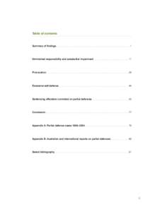 Table of contents  Summary of findings. .  .  .  .  .  .  .  .  .  .  .  .  .  .  .  .  .  .  .  .  .  .  .  .  .  .  .  .  .  .  .  .  .  .  .  .  .  .  .  .  .  .  .  .  .  .  .  .  .  .  .  .  .  .  . 1 Diminished res