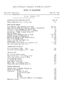 THE AUSTRALIAN RAILWAY HISTORICAL SOCIETY  INDEX TO BULLETINS Nos[removed]Vol. XXVI (New Series)