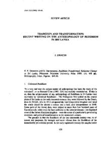 JASO): REVIEW ARTICLE TRADITION AND TRANSFORMATION: RECENT WRITING ON THE ANTHROPOLOGY OF BUDDHISM