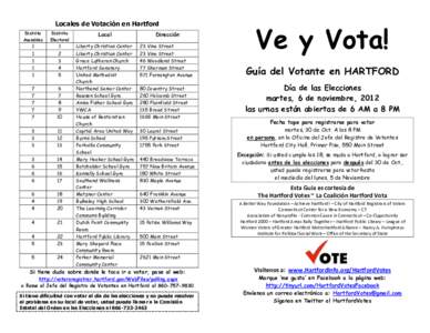 Locales de Votación en Hartford Distrito Asamblea Distrito Electoral