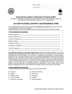 REFERENCE AND INSTITUTIONAL SUPPORT FORM