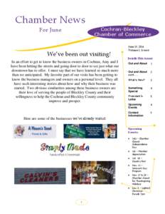 Chamber News Cochran -Bleckley Chamber of Commerce For June