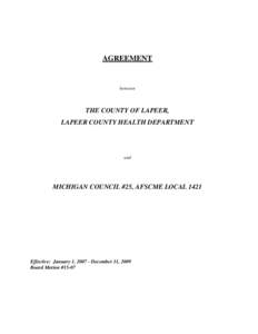 AGREEMENT  between THE COUNTY OF LAPEER, LAPEER COUNTY HEALTH DEPARTMENT