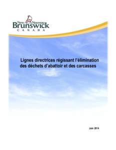 Lignes directrices régissant l’élimination des déchets d’abattoir et des carcasses Juin 2014  Table des matières