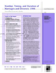 Number, Timing, and Duration of Marriages and Divorces: 1996