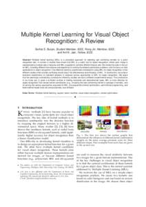 1  Multiple Kernel Learning for Visual Object Recognition: A Review Serhat S. Bucak, Student Member, IEEE, Rong Jin, Member, IEEE, and Anil K. Jain, Fellow, IEEE