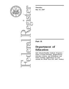 Safe Schools/Healthy Students / Federal grants in the United States / Direct grant grammar school / Law enforcement agency / Public economics / Government / Economic policy / Federal assistance in the United States / Grants / Public finance