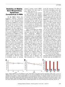 LETTERS  Stability of Middle East Respiratory Syndrome Coronavirus in Milk