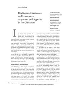 Lauren Goldberg  Herbivores, Carnivores, and Literavores: Argument and Appetite in the Classroom