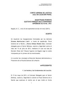 Tutela Impugnación[removed]EDUARDO MONTEALEGRE LYNETT CORTE SUPREMA DE JUSTICIA SALA DE CASACIÓN PENAL