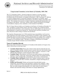 Congressional Committees on the District of Columbia, 1808–1946