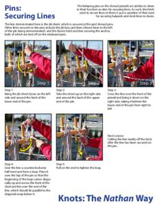 Pins: Securing Lines The belaying pins on the shroud pinrails act similar to cleats in their function as sites for securing lines. As such, the hitch used to secure lines to them is just a variation of that used