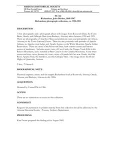 ARIZONA HISTORICAL SOCIETY 949 East Second Street Tucson, AZ[removed]Library and Archives[removed]Fax: ([removed]removed]