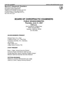 Board of Chiropractic Examiners - Meeting Minutes