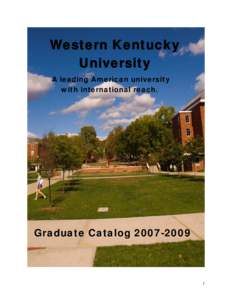 Western Kentucky University A leading American university with international reach.  Graduate Catalog[removed]