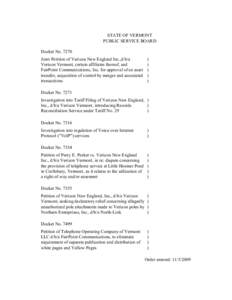 Economy of the United States / FairPoint Communications / Communications in the United States / United States / Telephone Operating Company of Vermont / New England Telephone / Docket / Bell System / FairPoint / Verizon Communications