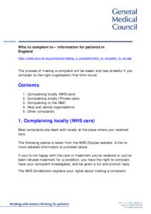 Who to complain to – information for patients in England