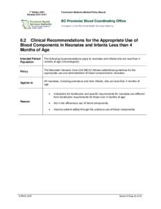 Provincial Transfusion Medicine Medical Policy Manual