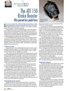 RESTORATION BRUCE L. CORNER ADAMS The ATE 150 Brake Booster