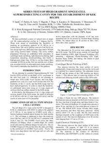 MOPLS087  Proceedings of EPAC 2006, Edinburgh, Scotland SERIES TESTS OF HIGH-GRADIENT SINGLE-CELL SUPERCONDUCTING CAVITY FOR THE ESTABLISHMENT OF KEK