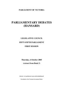 PARLIAMENT OF VICTORIA  PARLIAMENTARY DEBATES (HANSARD)  LEGISLATIVE COUNCIL