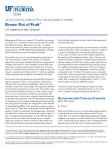 2016 FLORIDA CITRUS PEST MANAGEMENT GUIDE:  Brown Rot of Fruit1 J.H. Graham and M.M. Dewdney2  Management of brown rot, caused by Phytophthora nicotianae