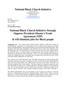 National Black Church Initiative P.O. BoxWashington, DC0184  www.naltblackchurch.com