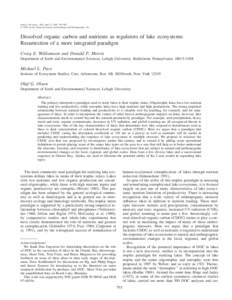 Aquatic ecology / Lakes / Limnology / Water pollution / Dissolved organic carbon / Eutrophication / Dystrophic lake / Acid neutralizing capacity / Colored dissolved organic matter / Water / Chemistry / Environmental chemistry