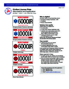 MV2652 Civilian License Plate Information and Application