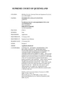 SUPREME COURT OF QUEENSLAND CITATION: HM Hire Pty Ltd v National Plant and Equipment Pty Ltd & anorQSC 4